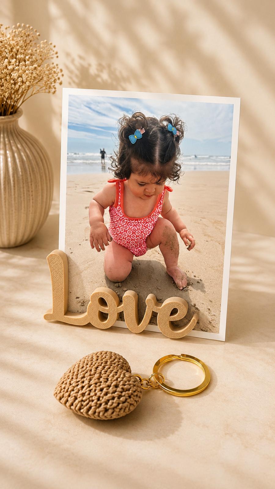 Conjunto Porta-Retrato Personalizado + Chaveiro Coração